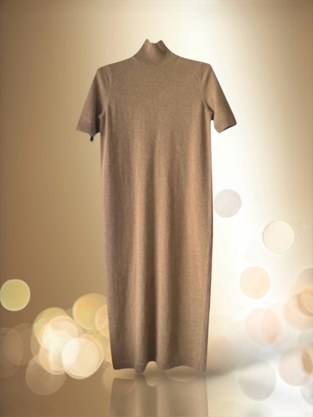 💕Lafayette 148 NY Turtleneck Wool & Cashmere Midi Sweater Dress • Camel • Small